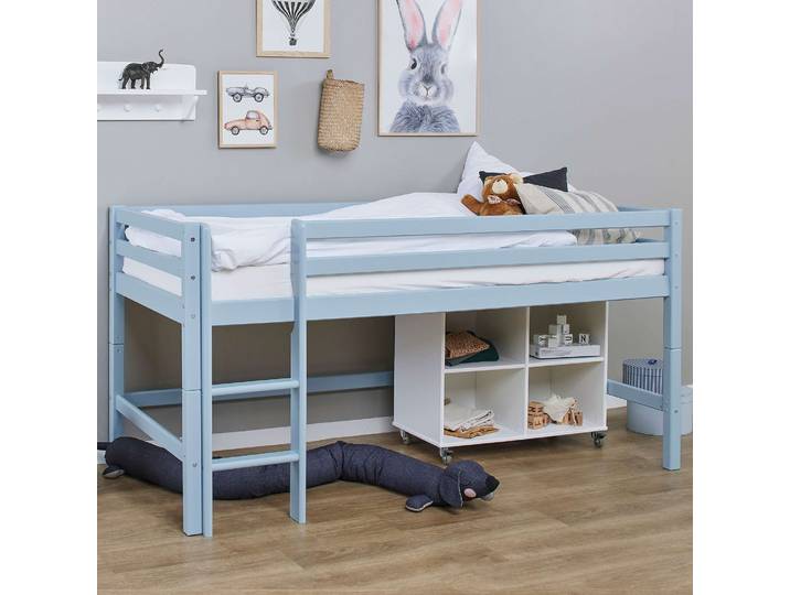Hochbett HOPPEKIDS ECO Dream MY COLOR , blau, B:101cm H:105cm L:208cm, Kiefer massiv, Hochbetten, Hochbett, 90x200, umbaubar in Einzelbett, 4 Farben