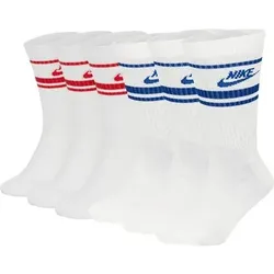 NIKE Unisex 6er Pack Sportsocken - Everyday Essential Stripe, einfarbig, Größe 38-42 in Weiß Weiß