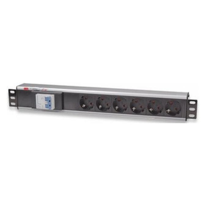 Techly I-CASE STRIP-16SH Stromverteilereinheit (PDU) 6 AC-Ausgänge 1.5U Aluminium (CEE 7/3, 3 m) (I-CASE STRIP-16SH)
