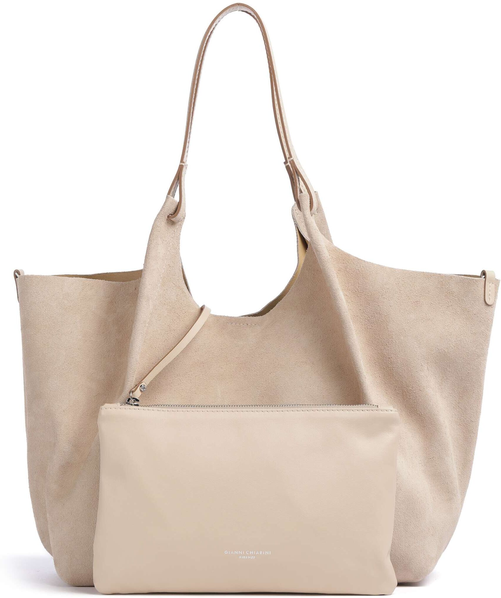 Gianni Chiarini Dua L Beuteltasche aus Leder, beige
