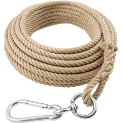 Magni, Seil, Braun Hanfseil 20 mm 30 m langSchlaufe Karabiner Wirbel (30 m)