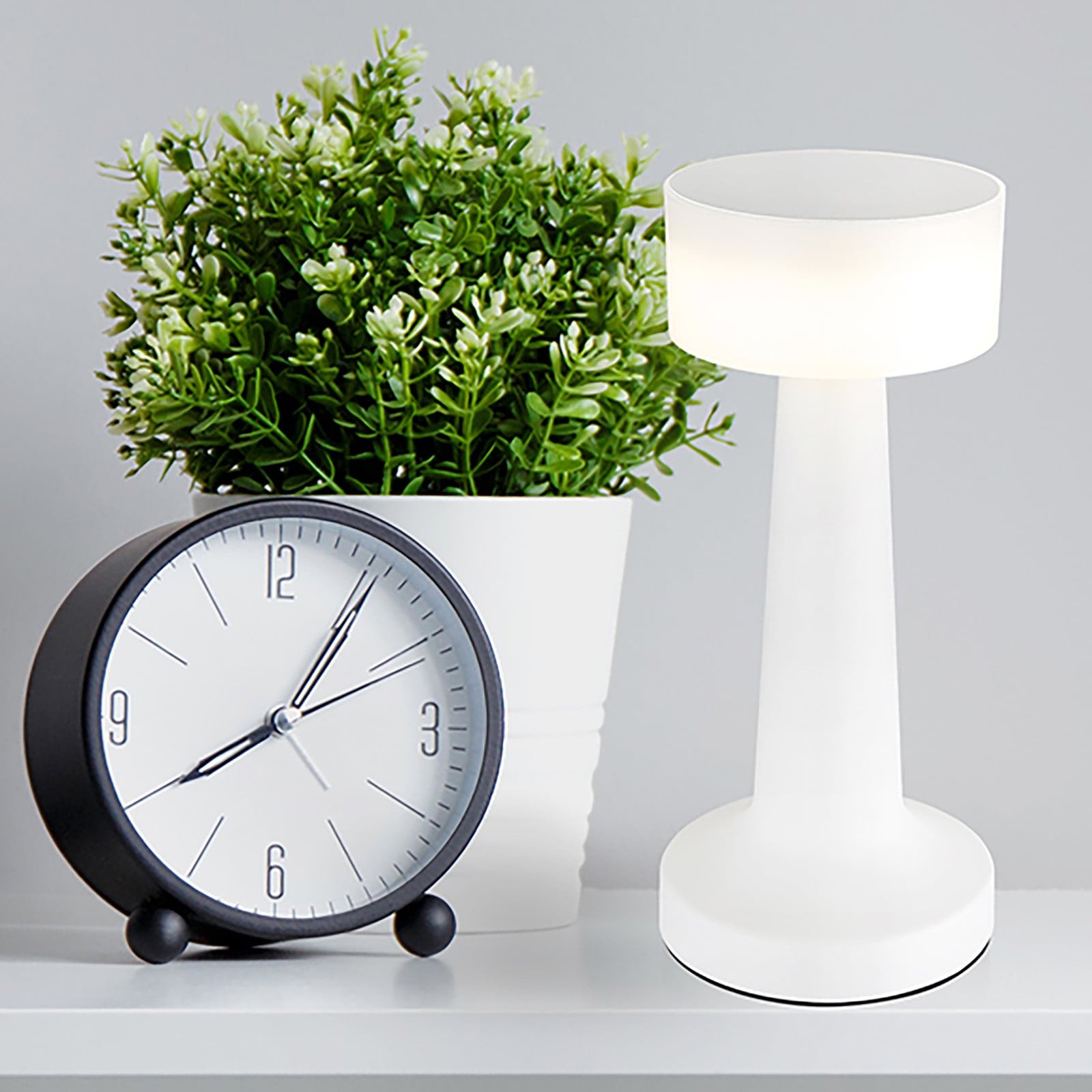 home24 Tafellamp Angelika type A wit met LED-module, Ø 10 cm