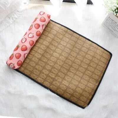 Uplifted Finds Natural Rattan Self Cooling Summer Pet Mat pink Strawberry s