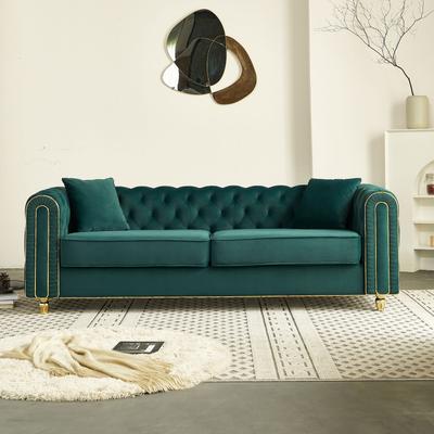 Kodotan sofa 86''Luxury Modern Tufted Sofa With 2pcs Of Toss Pillows For Living Room ,Bedroom,Beige Color