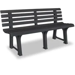 DELUKE Parkbank KATO 145,5 cm Kunststoff Anthrazit | Gartenbank wetterfest Terrassenbank 3 Sitzer Sitzbank Rückenlehne