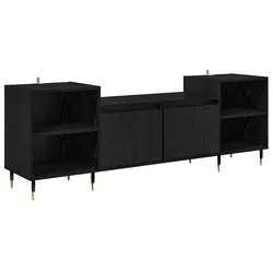 Helloshop26 - Modernes rechteckiges TV-Möbel mit Stauraum 160 x 35 x 55 cm aus schwarzem Eichenholzwerkstoff