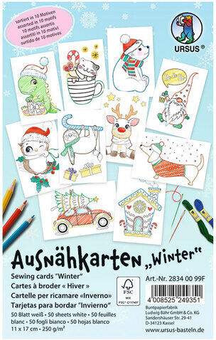 Ursus Ausnähkarten "Winter", 11 x 17 cm, 50 Stück