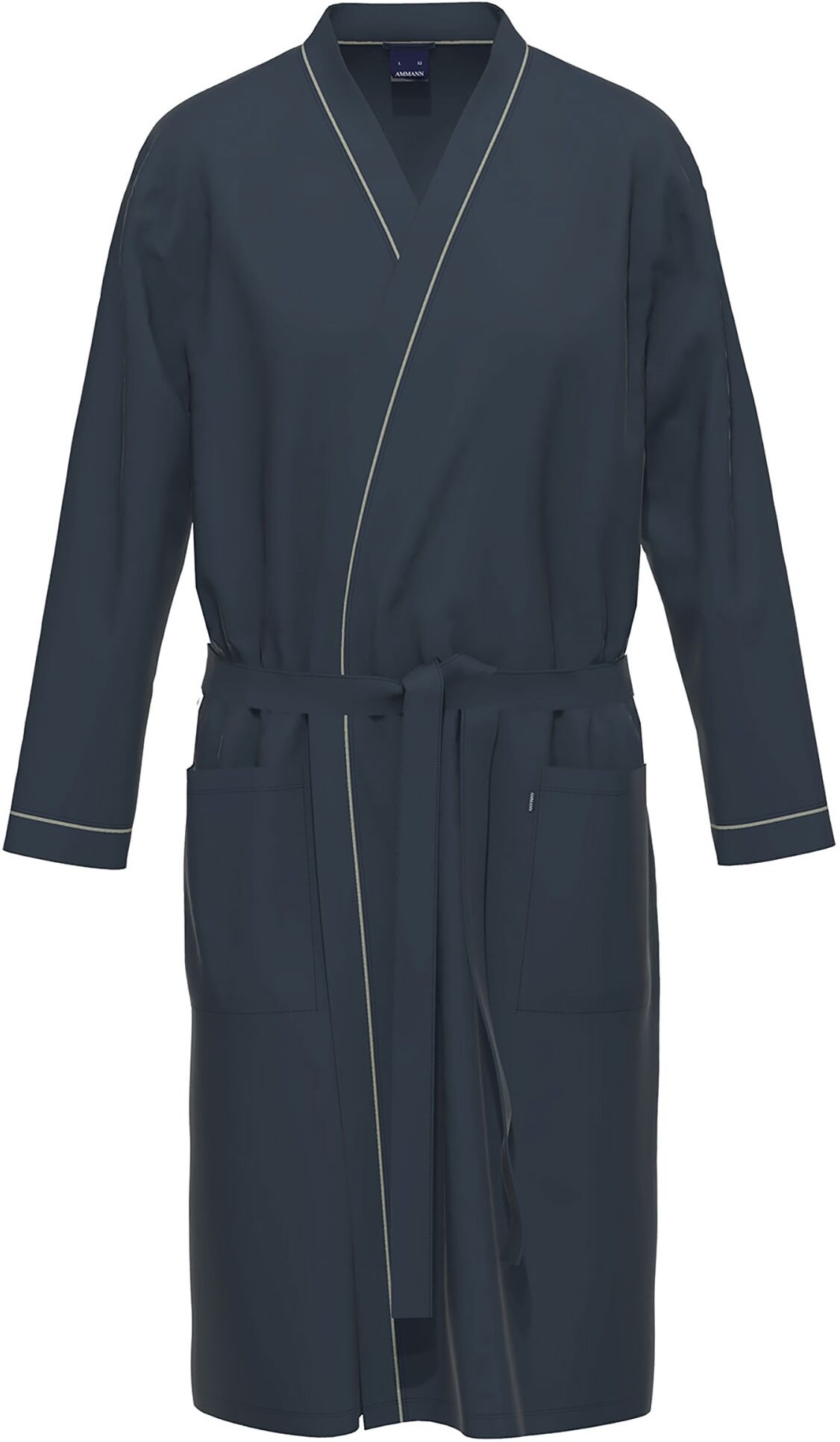 Morgenmantel AMMANN "Morgenmantel Homewear / Loungewear", Herren, Gr. 52, blau (dunkelblau), Baumwolle, Hausmäntel Morgenmantel