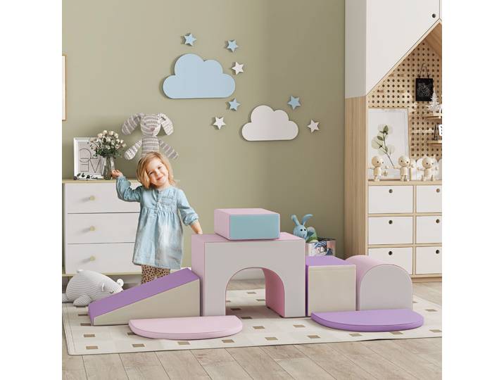 HOMCOM Parcours Motricité Bébé 7PCS Mousse EPE Multicolore