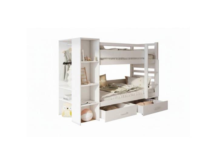 Deine Möbel 24 Etagenbett Agnes 90/200 Weiß rechts, 90x200 cm, Babymöbel & Kindermöbel, Kinderzimmer & Jugendzimmer, Stockbetten