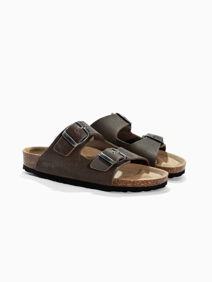 BACKSUN Leder-Pantoletten "Bali" in Braun - 33