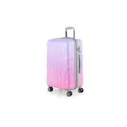 Suitline - Reisekoffer mittelgroß mit Erweiterung, Trolley Hartschale glänzend Farbverlauf, 4 Rollen,TSA, Sakura