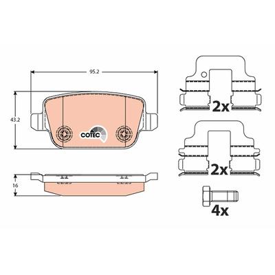 Trw Bremsbeläge hinten (Satz) [Hersteller-Nr. GDB1732] für Volvo, Ford