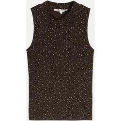 Ripp-Top mit Leo-Muster Braun XL