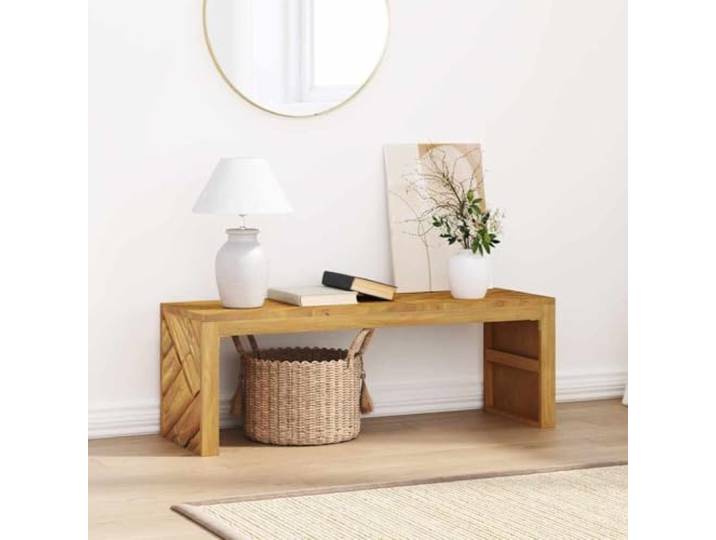 KTHLBRH Couchtisch 110 x 35 x 38 cm Massivholz Teak Robuste Tischplatte, 3D-geformte Beine, mehrere Verwendungsmöglichkeiten als Beistelltisch oder Sofatisch