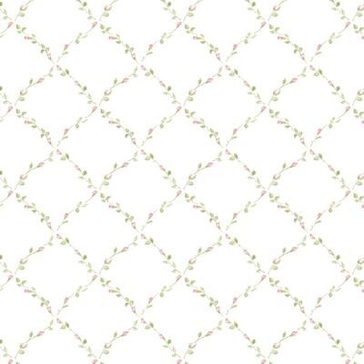 Savannah Red Rose Trellis 20.5 In X 33 Ft Washable Wallpaper