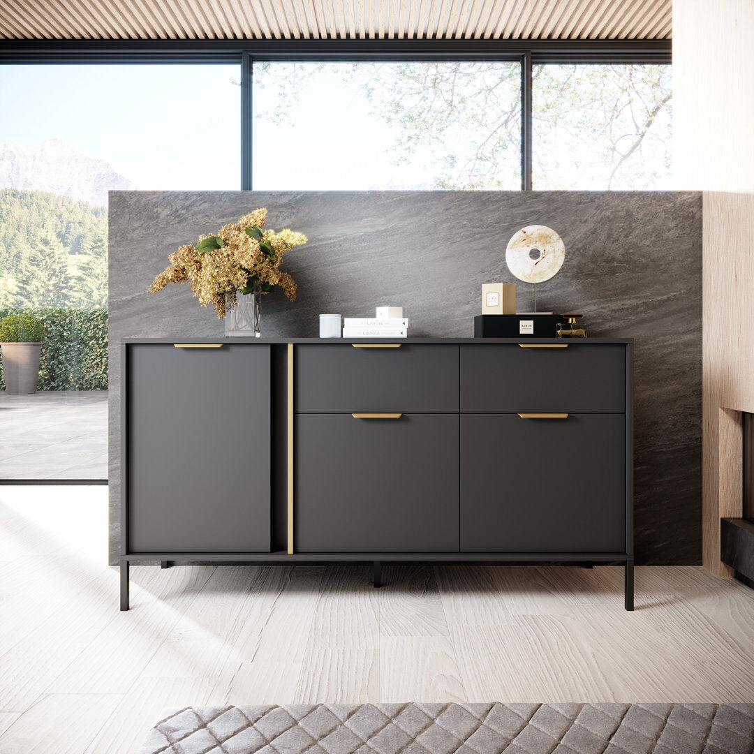 Latitude Run Marienville 153 cm W Sideboard Dark grey 82cm H X 153cm W X 40cm D
