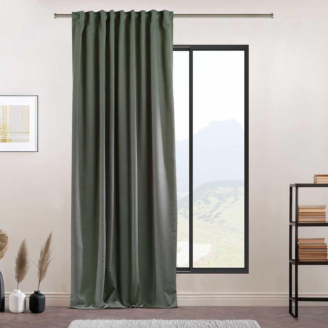 Lilijan Home & Curtain Extra Long & Extra Wide Decorative Curtain Single Panel Leaf Green 140cm Width x 500cm Drop