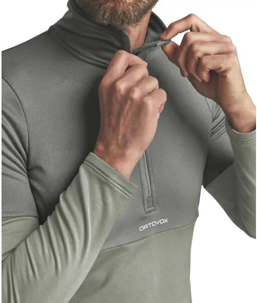 Ski Mid Layer Ortovox Fleexe Light Zip Neck (L - Green Sage)