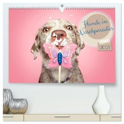 Hunde im Naschparadies... wo jeder Monat zum Anbeißen ist (hochwertiger Premium Wandkalender 2027 DIN A2 quer), Kunstdruck in Hochglanz