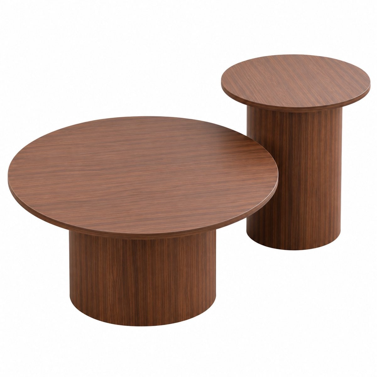 VILIMA Salontafel set van 2 - Ronde salontafels in Scandinavische stijl - Donkerbruin