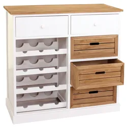 Weinregal HWC-B96, Kommode Flaschenregal für 12 Flaschen mit Schubladen, Landhaus 86x87x37cm