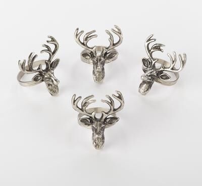 Saro Lifestyle Reindeer Napkin Rings (Set of 4) - Rustic Reindeer Napkin Rings for Christmas Table Settings, Holiday Entertaining