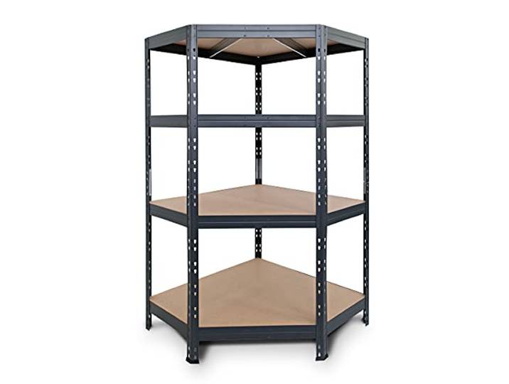Master Regale Rivet Eckregal Schwerlastregal mit HDF-Platte 180x90x45x64,5cm (HxBxT) 4 Böden, 250 kg pro Boden, anthrazitgrau