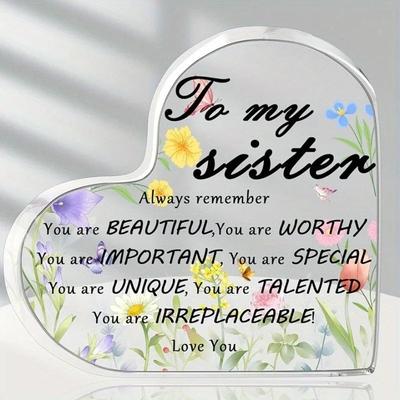 Uplift Treasures Heart Acrylic Plaque Sign Gifts For Sister Heart Acrylic Plaque Sign Gifts For Sister