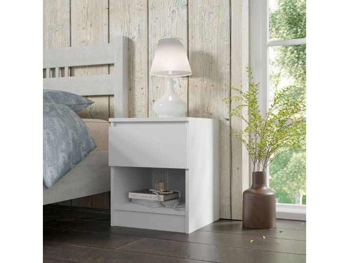 Table de chevet MAJA 40-1S blanche – moderne compacte pour petits espaces