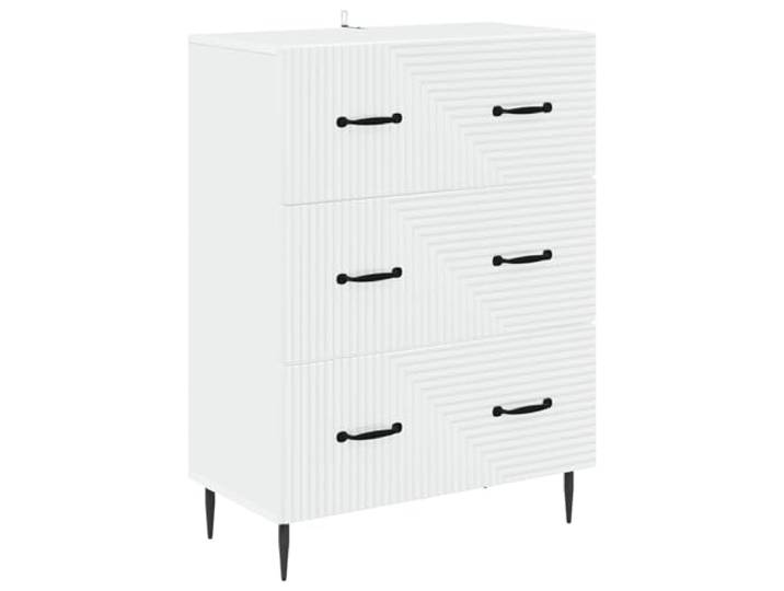 KLGBNCVE Schubladenschrank Weiß 66 x 34,5 x 89,5 cm Holzwerkstoff Vintage-Style, Metallgriffe, rechteckiges Design, viele Schubladen, pflegeleicht, feuchtes Tuch, Wohnzimmer