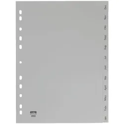OTTO Office Kunststoffregister Dez.-Jan. A4 grau grau, 22.5x29.7 cm