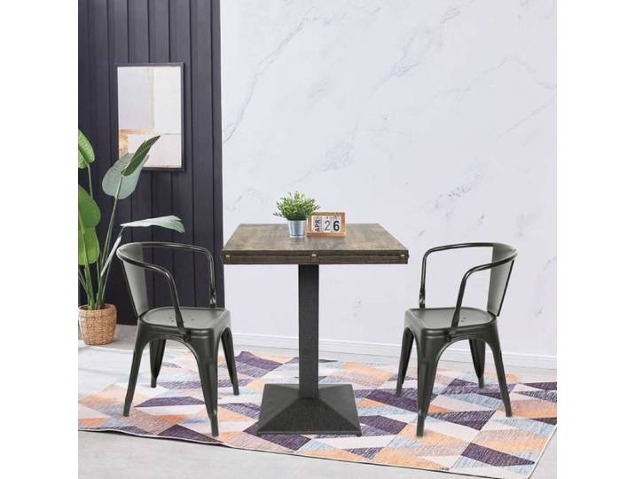 Table de Bar Table Bistro Noir Vintage Industriel 60x60x75cm - Carré - Style Vintage