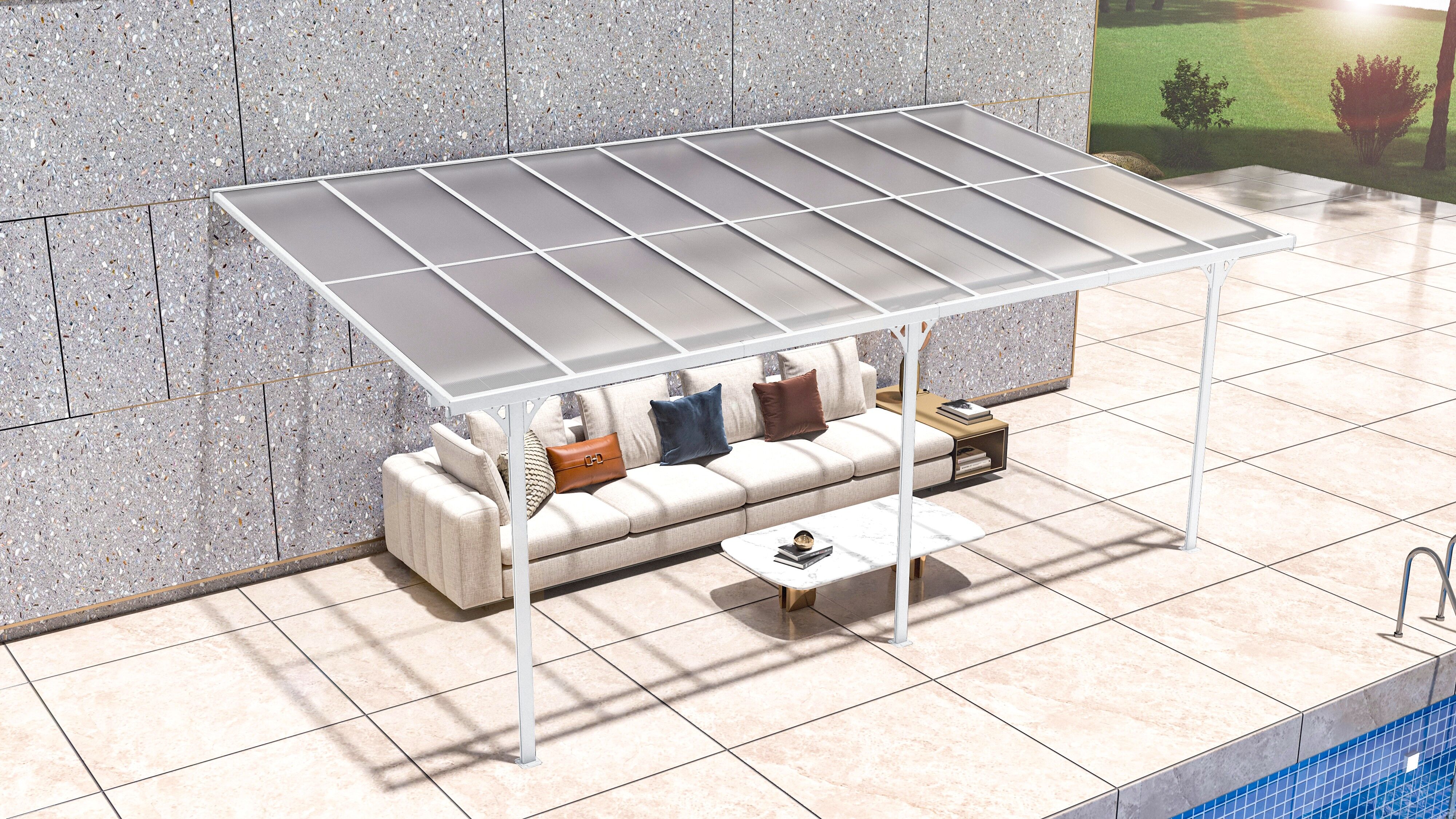Terrassendach WESTMANN "Bruce 556", weiß, B:556cm T:300cm, Aluminium, Polycarbonat (PC), Terrassenüberdachungen, Terrassendach
