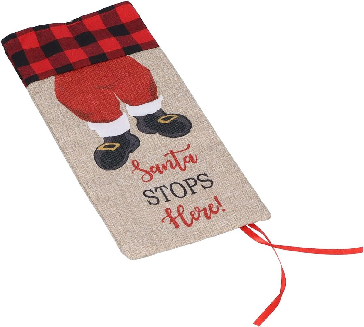 Herbruikbare kerst wijnfles hoes met kerstprint - 35 x 15 cm