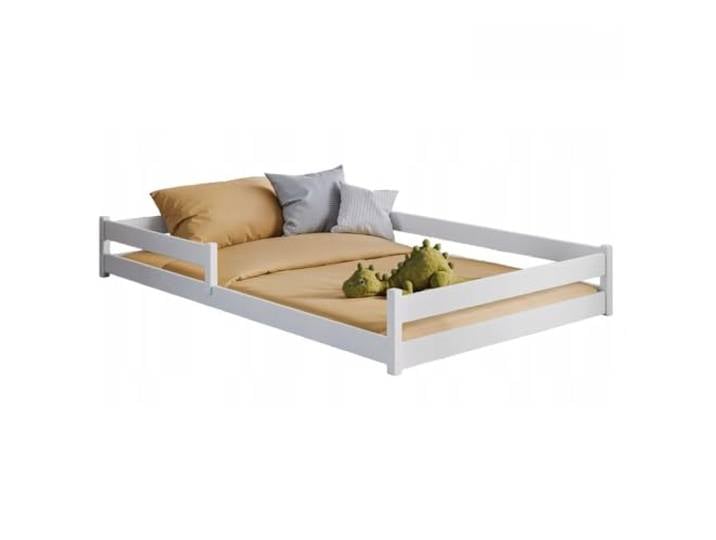 LANO meble Zofia Kinder-Doppelbett 120x200 Weiß Niedriges Bodenbett, Mit Gittern, Holzbett