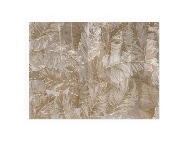 Tulup Kaminbodenplatte 80x60 cm - Blätter in subtilen Mustern, Beige, Glas, Rechteckig, 80x60x0.4 cm, Elektrogeräte, Heizgeräte, Elektrokamine