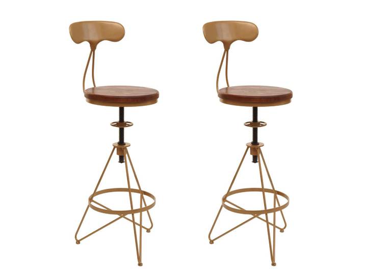 MCW Barhocker Gold 2er-Set, Goldfarben, Holz, 41x113x41 cm, Esszimmer, Barmöbel, Barhocker