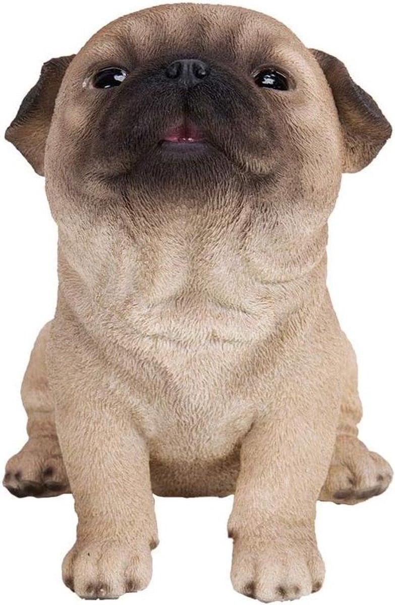 Handgeschilderd hond beeldje puppy figuur meerkleurig Hoogte: 14 cm