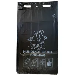 1000 Stück Hundekotbeutel 200 x 330 + 40 mm schwarz mit Druck geblockt