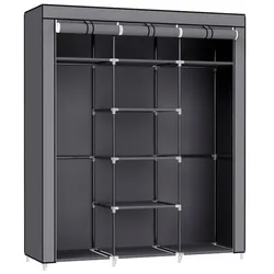 Songmics Kleiderschrank mit Stoffüberzug 150 x 45 x 175 cm grau, 150x175x45 cm