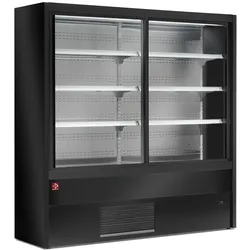Gekühltes Wandregal, belüftet, mit Schiebetüren aus Glas - SCHWARZ (PD10/B5-R2C)