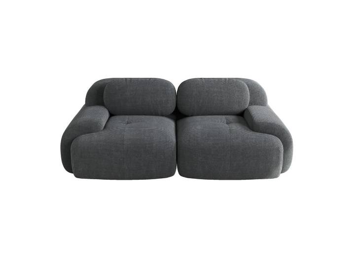Redom Ecksofa modular rahmenlos mit geschwungenen Armlehnen und rutschfester Unterseite, Grau, 208x103 cm, Wohnzimmer, Sofas & Couches, Wohnlandschaften, Ecksofas