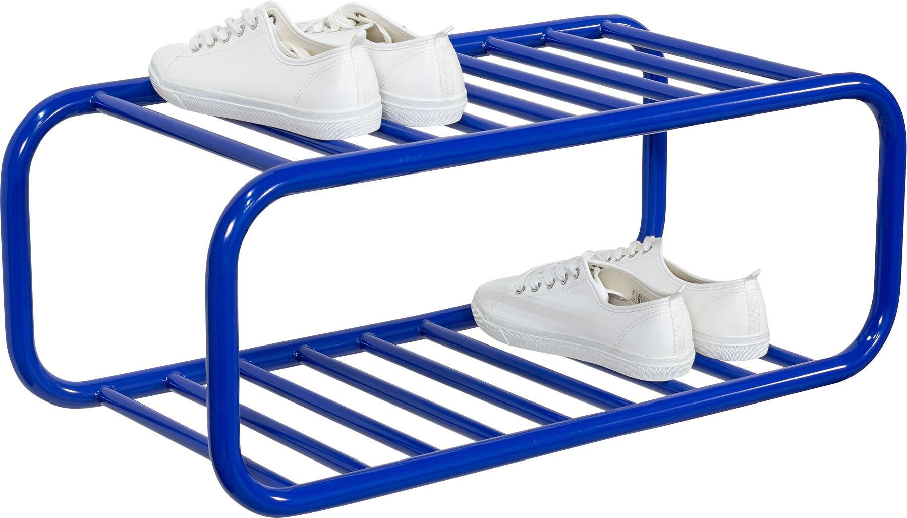 Schuhregal SPINDER DESIGN "RETRO Schuhregal", blau (ultramarine), B:72cm H:28cm T:35,2cm, Stahl, Regale, Schuhregal