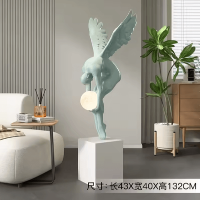 Uplift Curations Gradient Violent Bear Statue Luxury Resin Mirror Sculpture For Modern Living Room Decor green