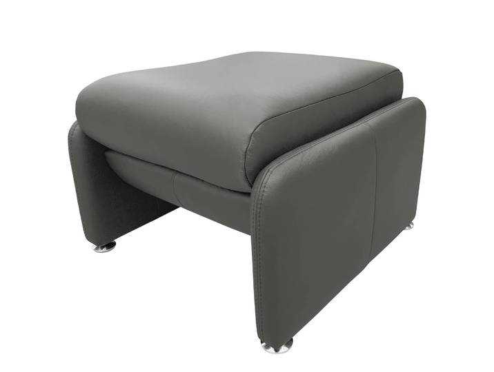 Polsterhocker 60 x 42 x 60cm Grau Echtleder Mabel: Dunkelgrau