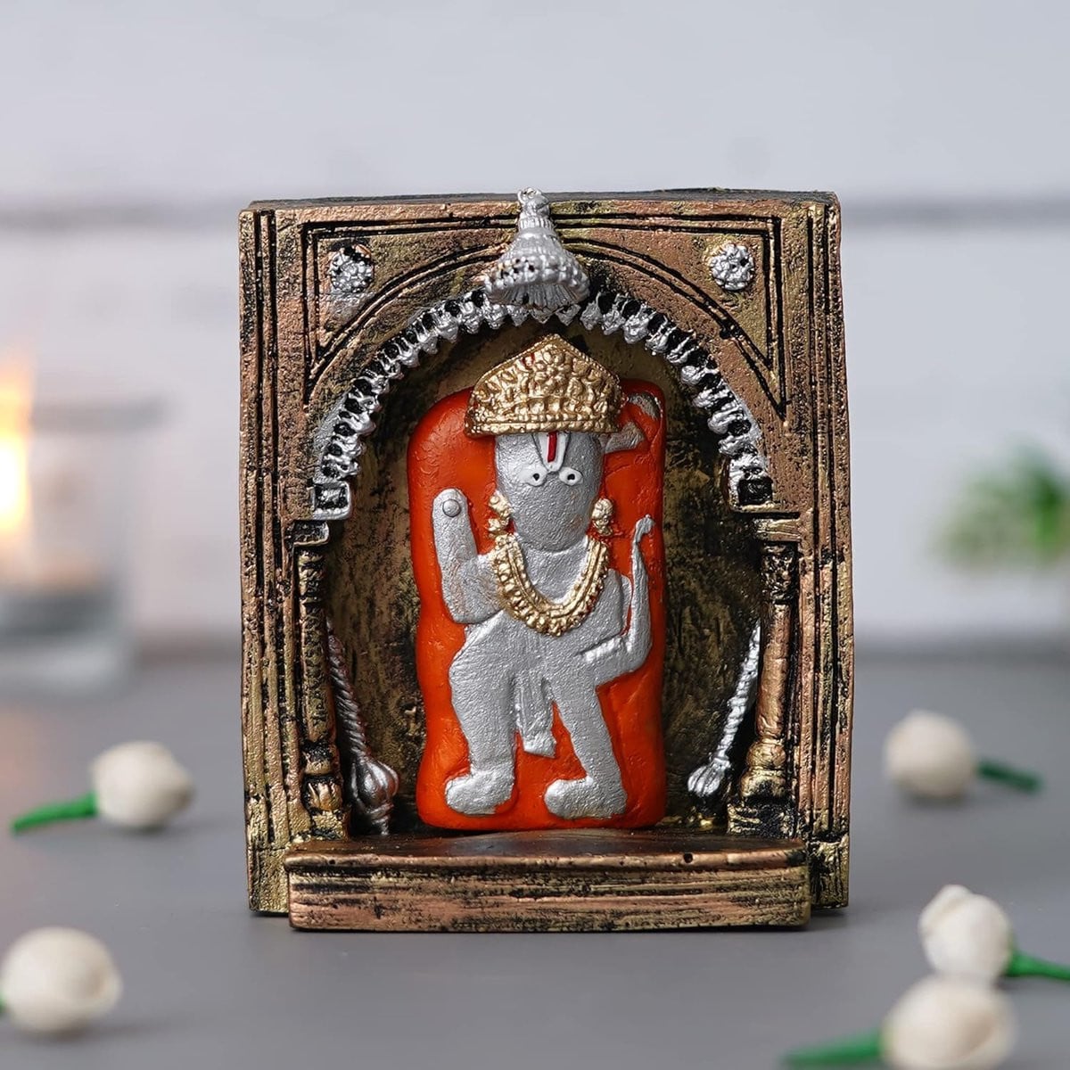 Lord Hanuman Beeld - Spirituele Decoratie voor Thuis Puja - Multicolor - Hoogte: 10,5 cm