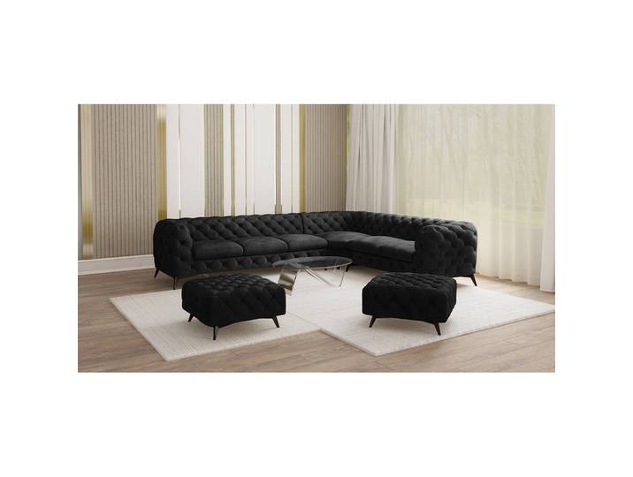 Polsterhocker I 80cm Schwarz Samt Ravi: Schwarz