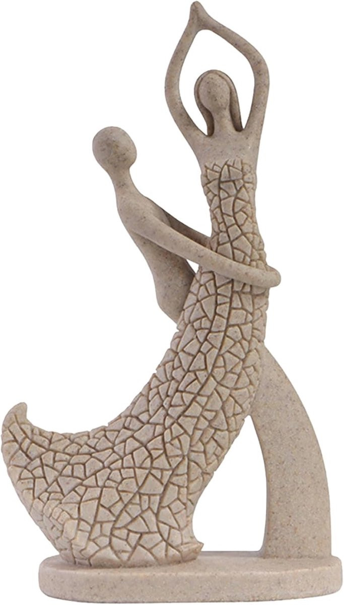 Abstract Koppelfiguur van Hars in Multicolor - Handgesneden Decoratie voor op de Tafel - Hoogte: 20.5 cm