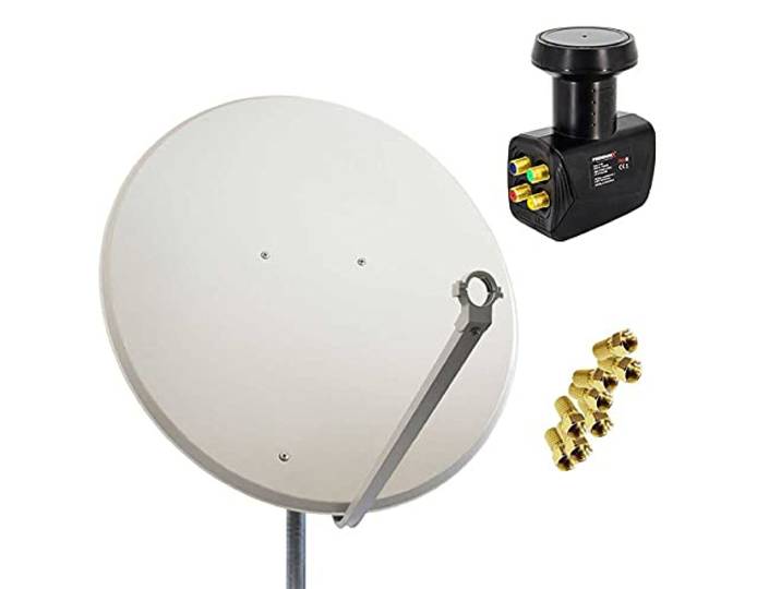 Premium X Satelliten-Komplettanlage 100cm SAT-Schüssel Hellgrau